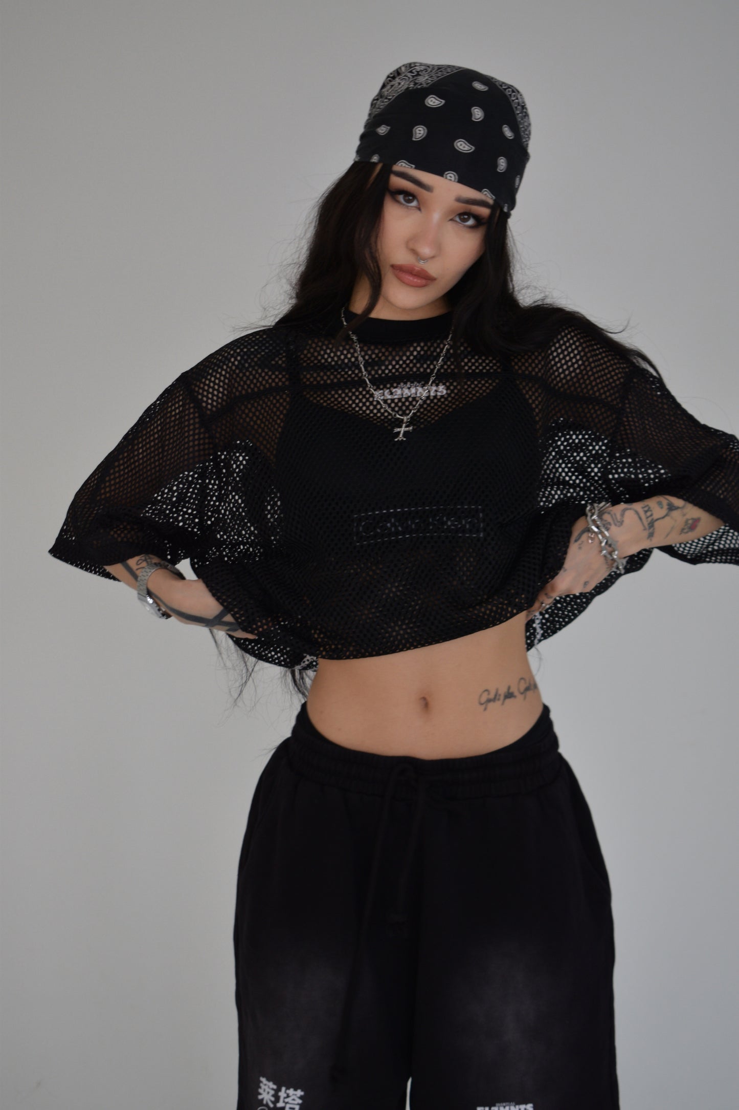 EE x LETTA Unisex 260G C-through Boxy Net Tee - Essntial Elemnts