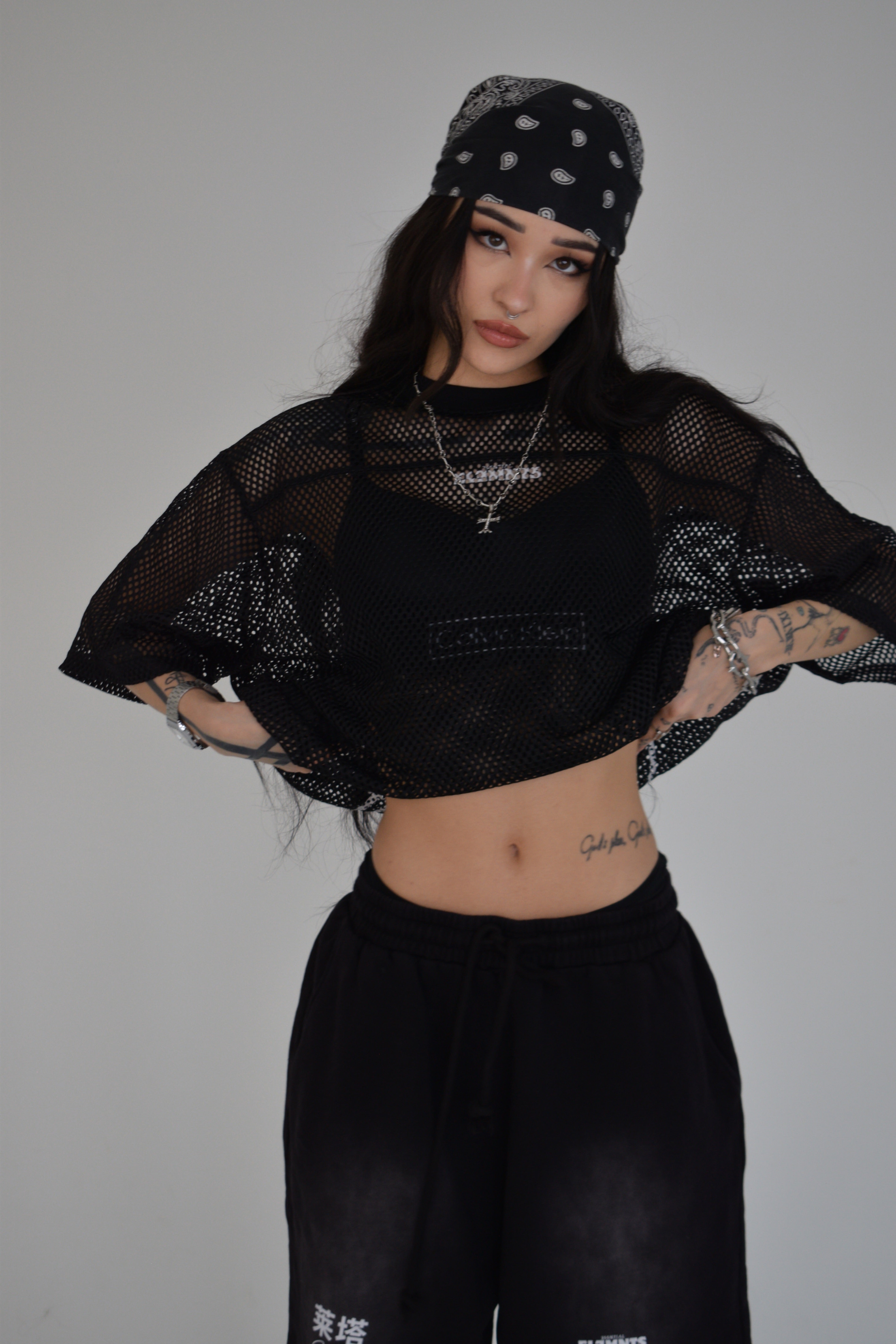 EE x LETTA Unisex 260G C-through Boxy Net Tee - Essntial Elemnts