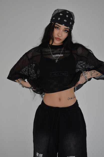 EE x LETTA Unisex 260G C-through Boxy Net Tee - Essntial Elemnts