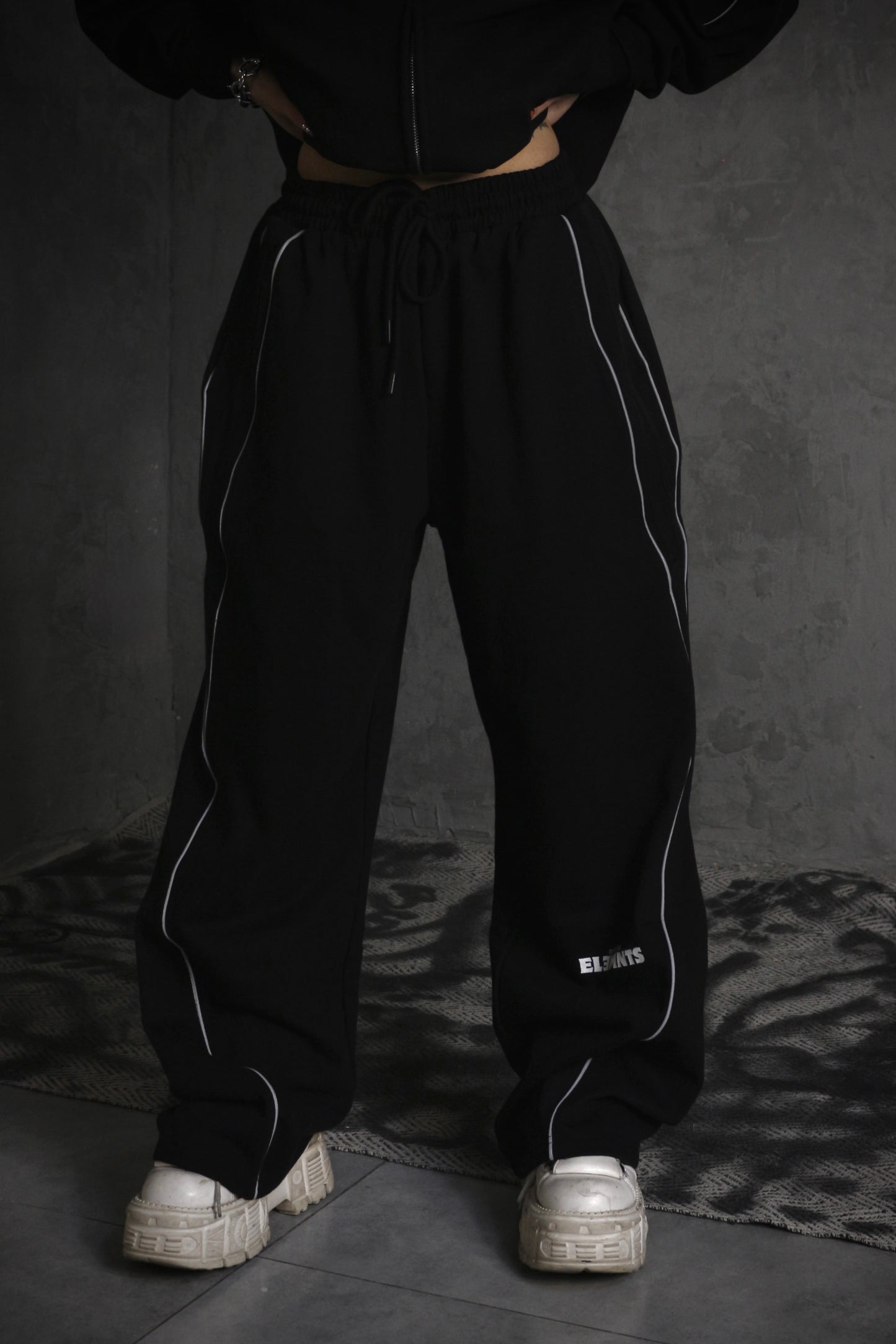 ESSNTIAL ELEMNTS OTS. Unisex 365G Reflection Striped Straight-Leg Sweatpants