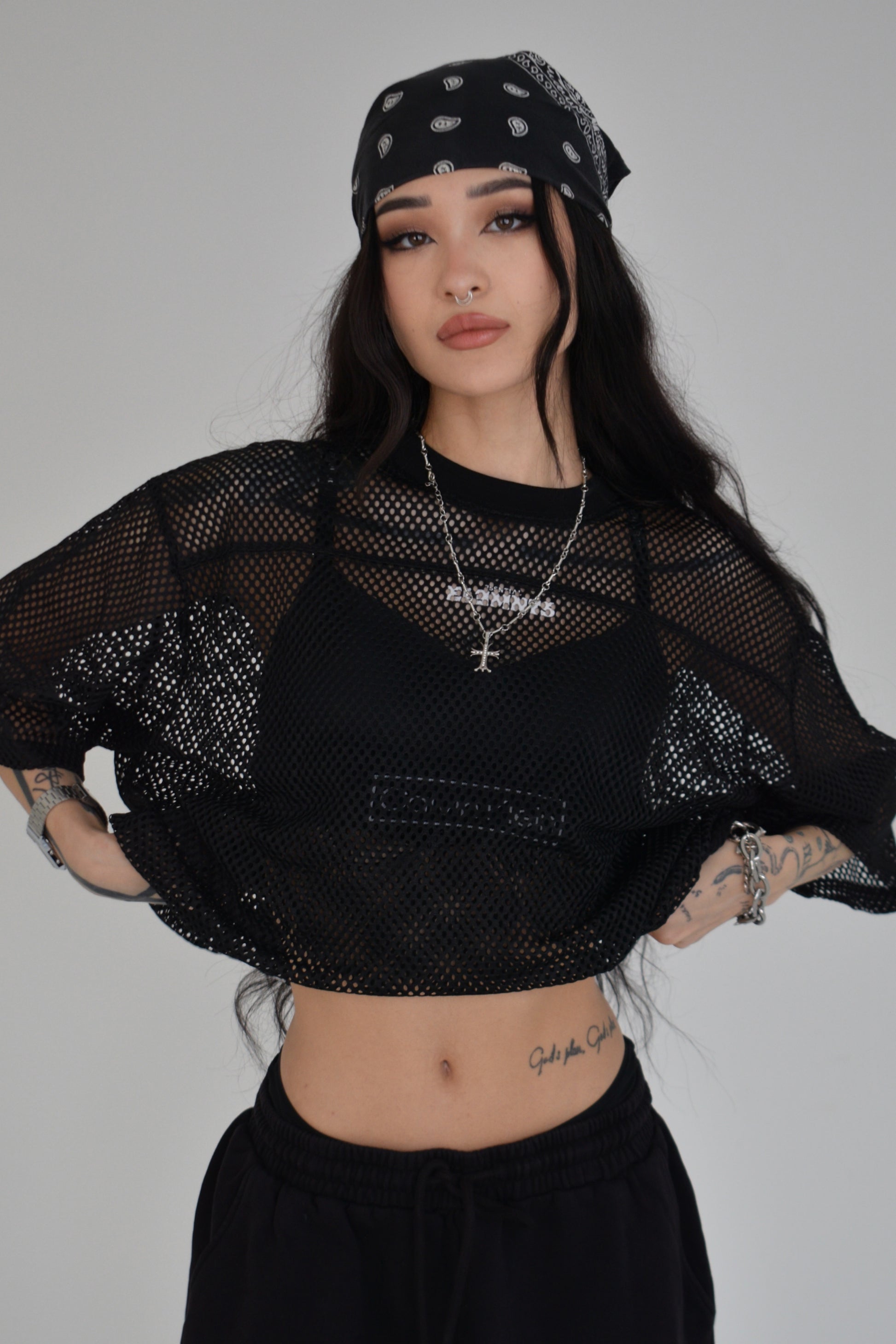 EE x LETTA Unisex 260G C-through Boxy Net Tee - Essntial Elemnts