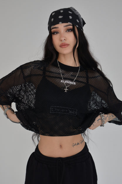 EE x LETTA Unisex 260G C-through Boxy Net Tee - Essntial Elemnts