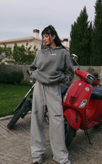 ESSNTIAL ELEMNTS WH Unisex 350G Frayed Enzyme Washed Fleece Hoodie - Essntial Elemnts