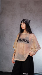 ESSNTIAL ELEMNTS WH Unisex 260G C-through Boxy Net Tee - Essntial Elemnts