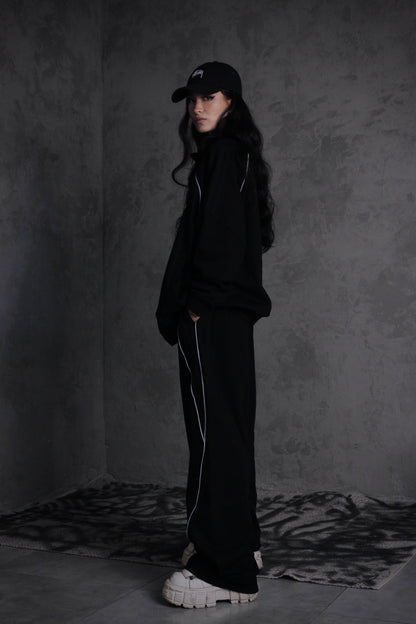 ESSNTIAL ELEMNTS OTS. Unisex 365G Reflection Striped Straight-Leg Sweatpants