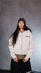 ESSNTIAL ELEMNTS WH Womne's 350G Fleeced Zip-Up Cropped Hoodie - Essntial Elemnts