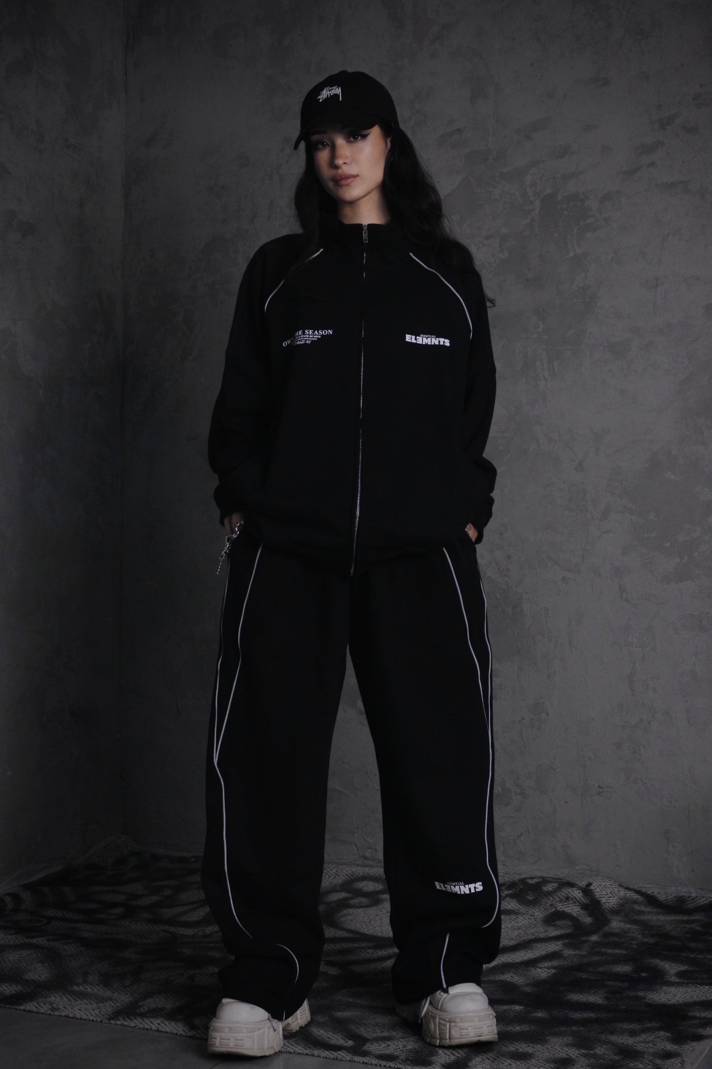 ESSNTIAL ELEMNTS OTS. Unisex 365G Reflection Striped Straight-Leg Sweatpants