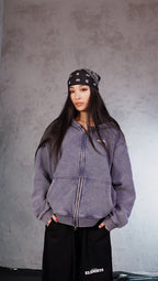 ESSNTIAL ELEMNTS WH Unisex 355G Zip-Through Boxy Fleece Hoodie - Essntial Elemnts