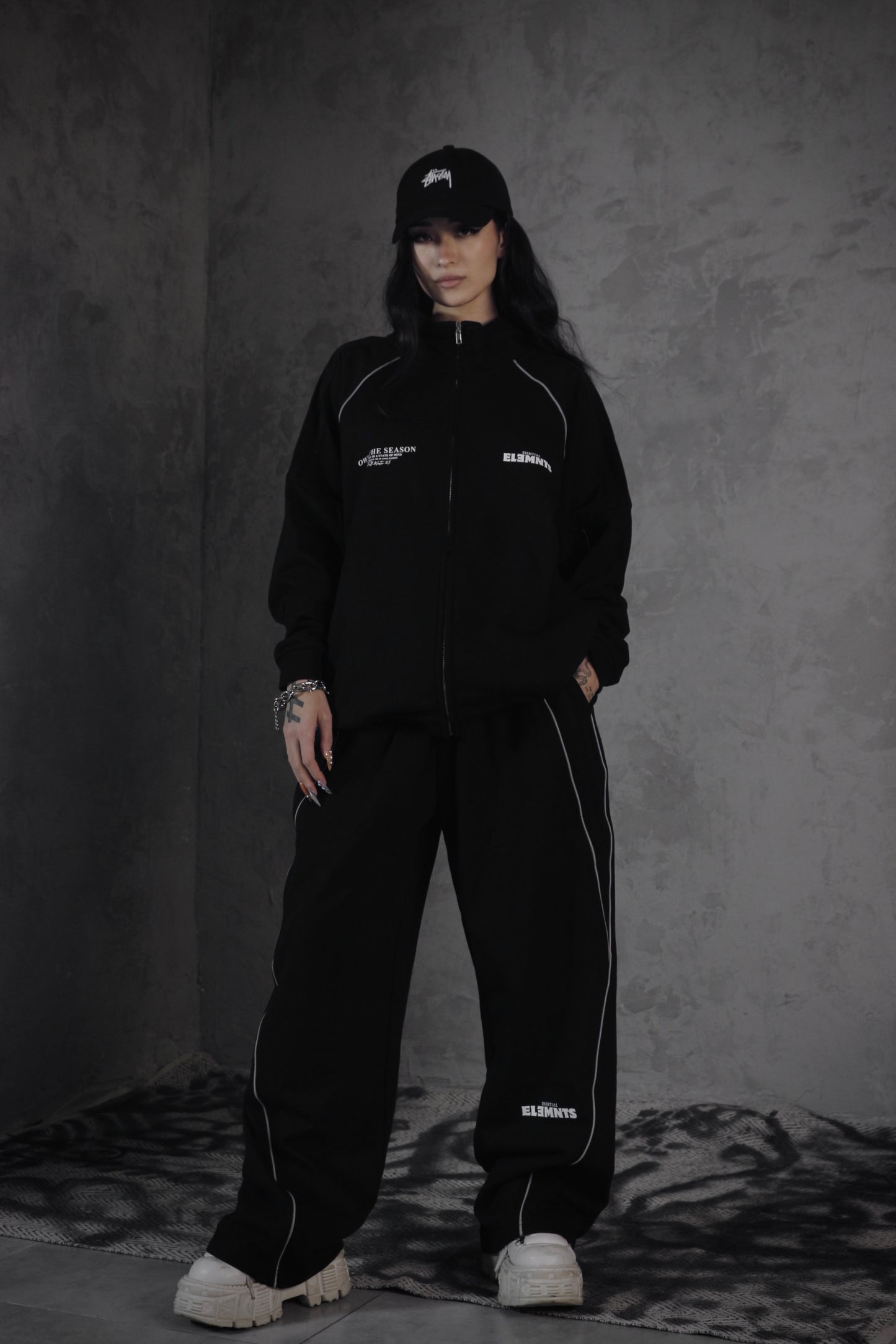 ESSNTIAL ELEMNTS OTS. Unisex 365G Reflection Striped Straight-Leg Sweatpants