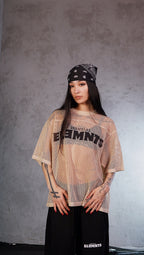 ESSNTIAL ELEMNTS WH Unisex 260G C-through Boxy Net Tee - Essntial Elemnts