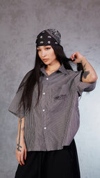ESSNTIAL ELEMNTS WH Unisex Oversized Vertical Stripe Boxy Shirt - Essntial Elemnts