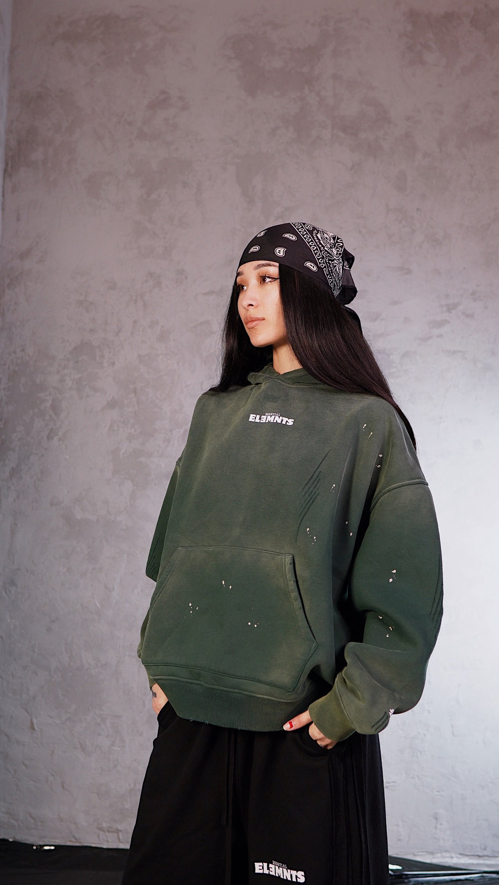ESSNTIAL ELEMNTS WH Unisex 360G Vintage Washed Frayed Fleece Hoodie - Essntial Elemnts