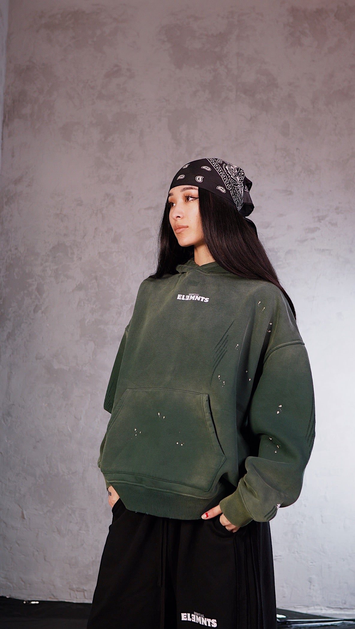 ESSNTIAL ELEMNTS WH Unisex 360G Vintage Washed Frayed Fleece Hoodie - Essntial Elemnts