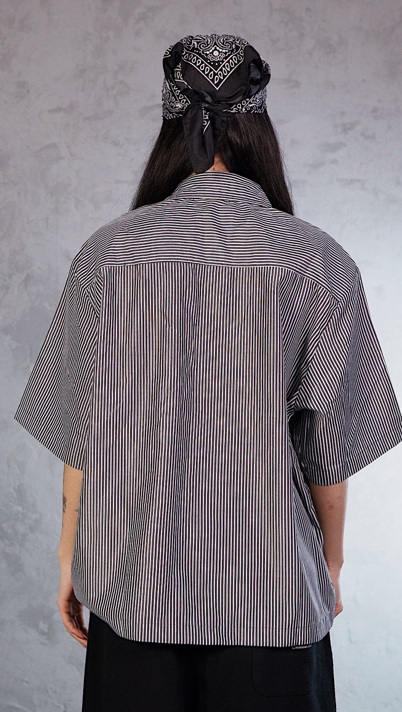 ESSNTIAL ELEMNTS WH Unisex Oversized Vertical Stripe Boxy Shirt - Essntial Elemnts