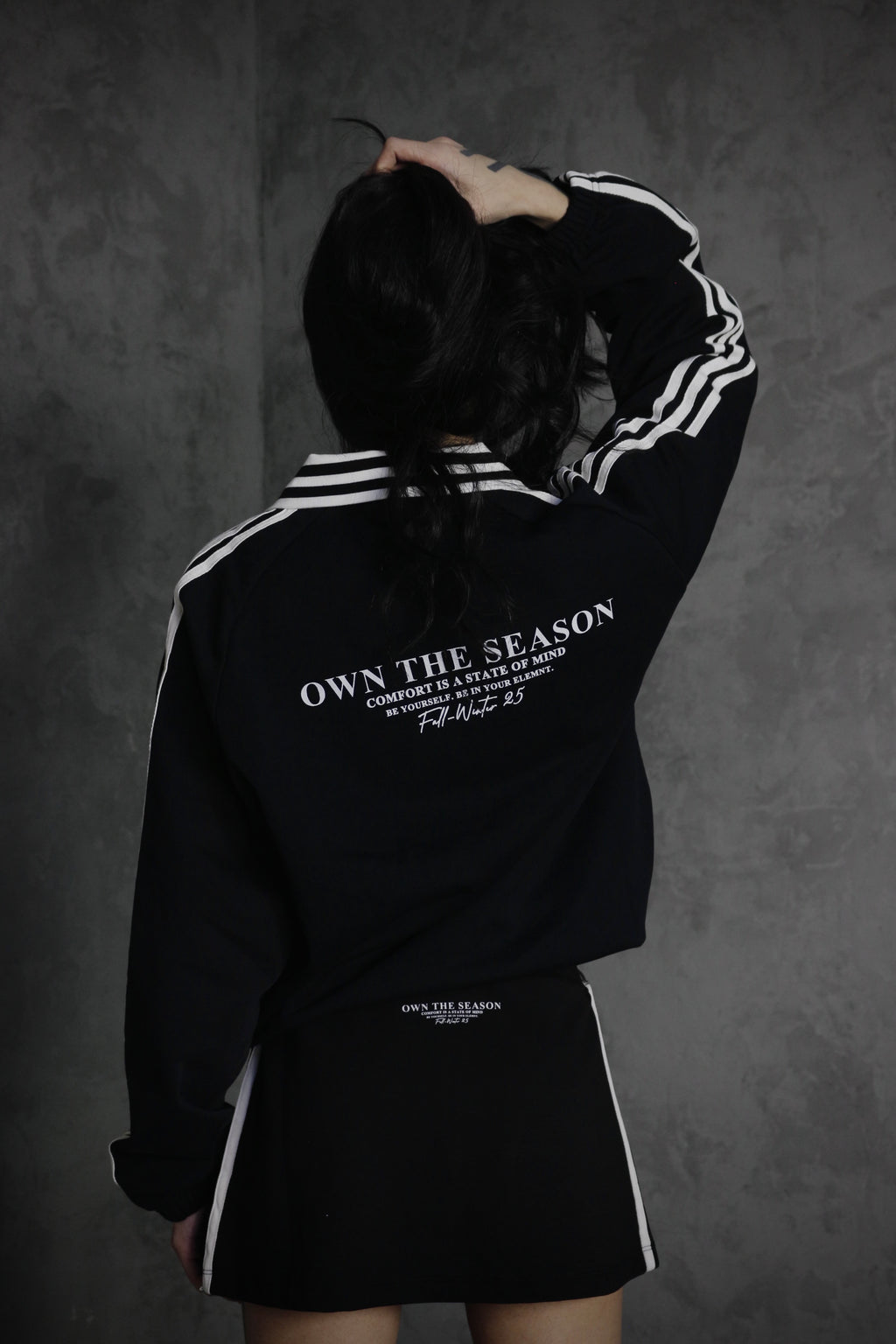 ESSNTIAL ELEMNTS OTS. Unisex 380G Contrast-Striped Lapel Collar Sweatshirt - Essntial Elemnts