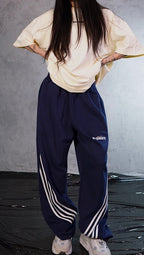 ESSNTIAL ELEMNTS WH 280G Curved Side Stripes Straight Sweatpants - Essntial Elemnts