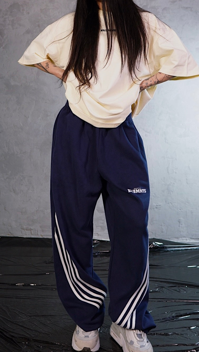 ESSNTIAL ELEMNTS WH 280G Curved Side Stripes Straight Sweatpants - Essntial Elemnts