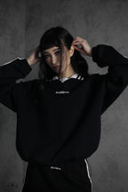 ESSNTIAL ELEMNTS OTS. Unisex 380G Contrast-Striped Lapel Collar Sweatshirt - Essntial Elemnts