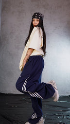 ESSNTIAL ELEMNTS WH 280G Curved Side Stripes Straight Sweatpants - Essntial Elemnts