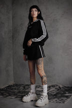 ESSNTIAL ELEMNTS OTS. Unisex 380G Contrast-Striped Lapel Collar Sweatshirt - Essntial Elemnts