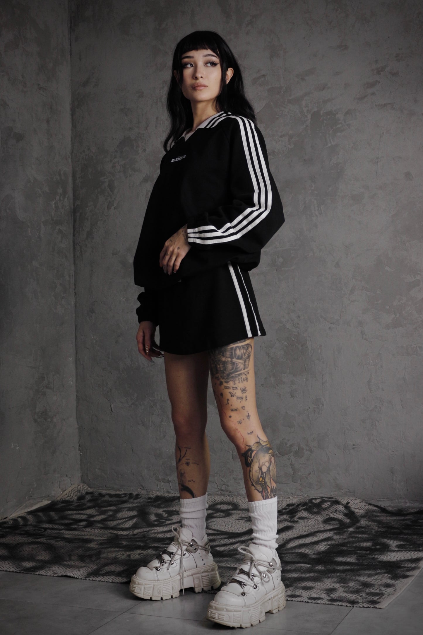 ESSNTIAL ELEMNTS OTS. Unisex 380G Contrast Striped Lapel Collar Sweatshirt