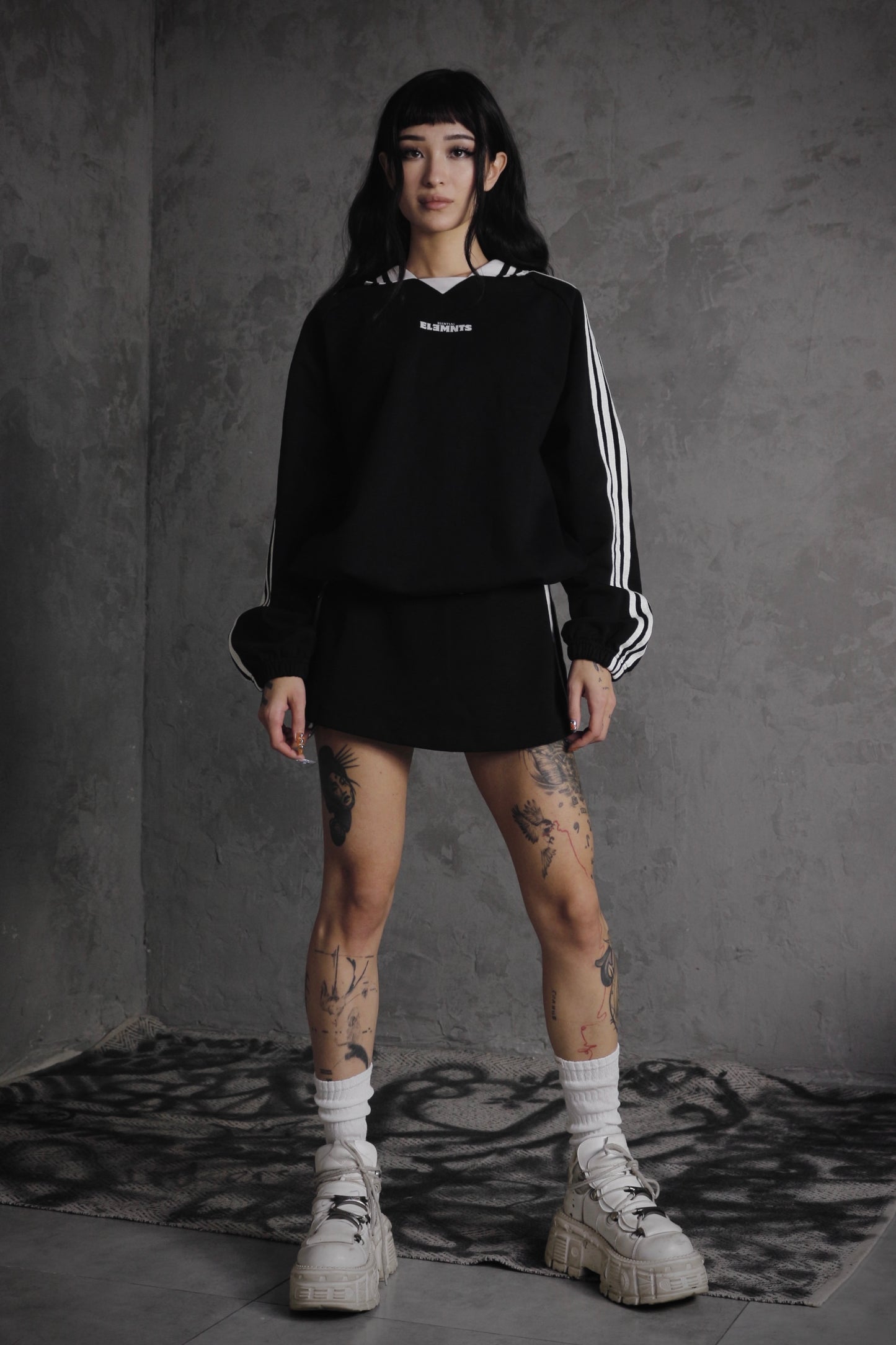 ESSNTIAL ELEMNTS OTS. Unisex 380G Contrast Striped Lapel Collar Sweatshirt