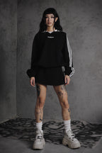 ESSNTIAL ELEMNTS OTS. Unisex 380G Contrast-Striped Lapel Collar Sweatshirt - Essntial Elemnts