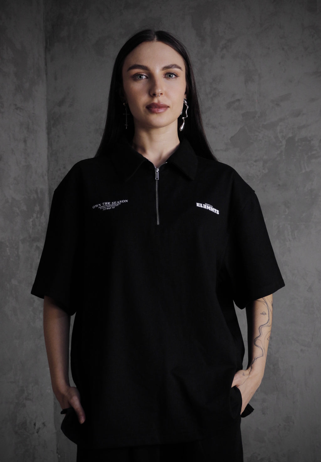 ESSNTIAL ELEMNTS OTS. Unisex 250G Half-Zip Cotton Polo - Essntial Elemnts