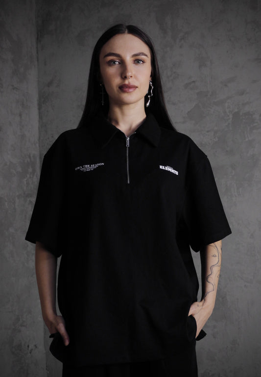 ESSNTIAL ELEMNTS OTS. Unisex 250G Half-Zip Cotton Polo Shirt