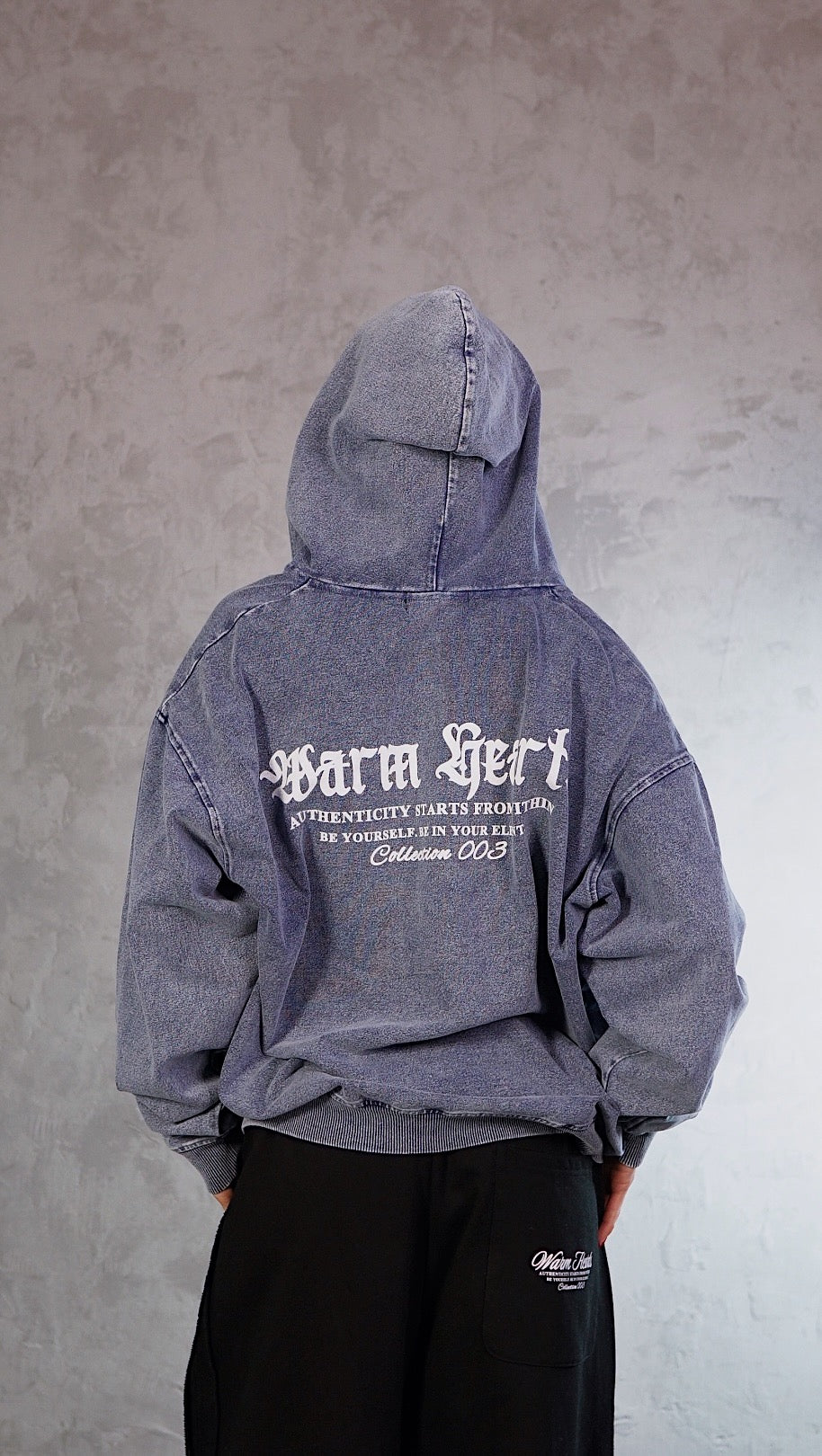 ESSNTIAL ELEMNTS WH Unisex 380G Snow Wash Oversized Zip-Up Hoodie - Essntial Elemnts