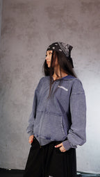 ESSNTIAL ELEMNTS WH Unisex 380G Snow Wash Oversized Zip-Up Hoodie - Essntial Elemnts