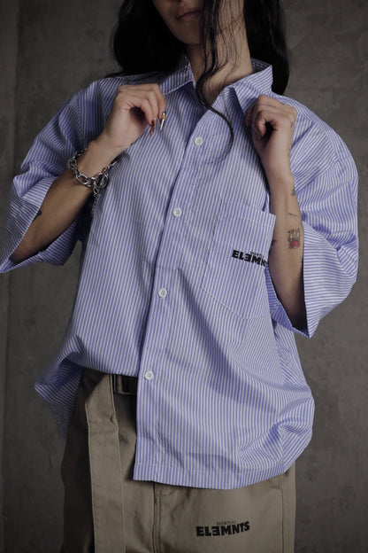 ESSNTIAL ELEMNTS OTS. Unisex 100G Oversized Vertical Stripe Boxy Shirt