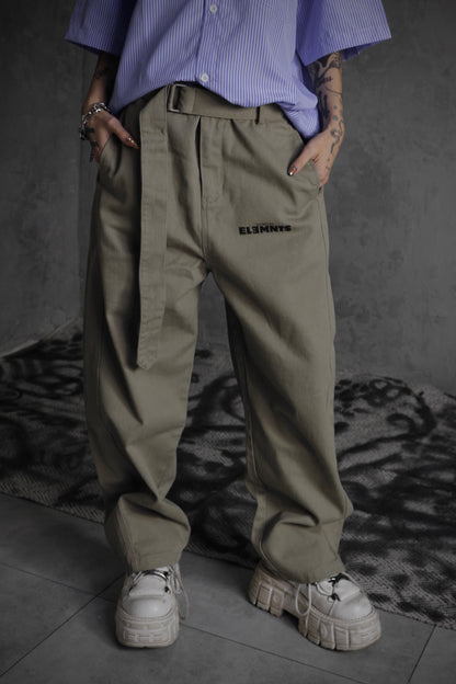 ESSNTIAL ELEMNTS OTS. Unisex 360G Belted Barrel-Leg Chino Pants