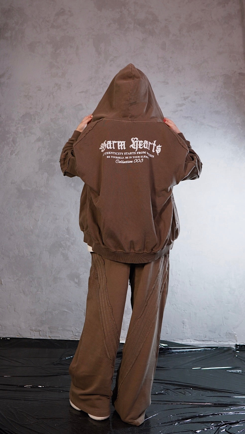 ESSNTIAL ELEMNTS WH Unisex 420G Snow Washed Tape Raw Edge Zip Hoodie - Essntial Elemnts