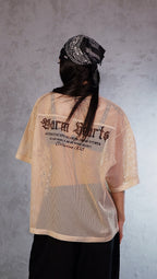 ESSNTIAL ELEMNTS WH Unisex 260G C-through Boxy Net Tee - Essntial Elemnts
