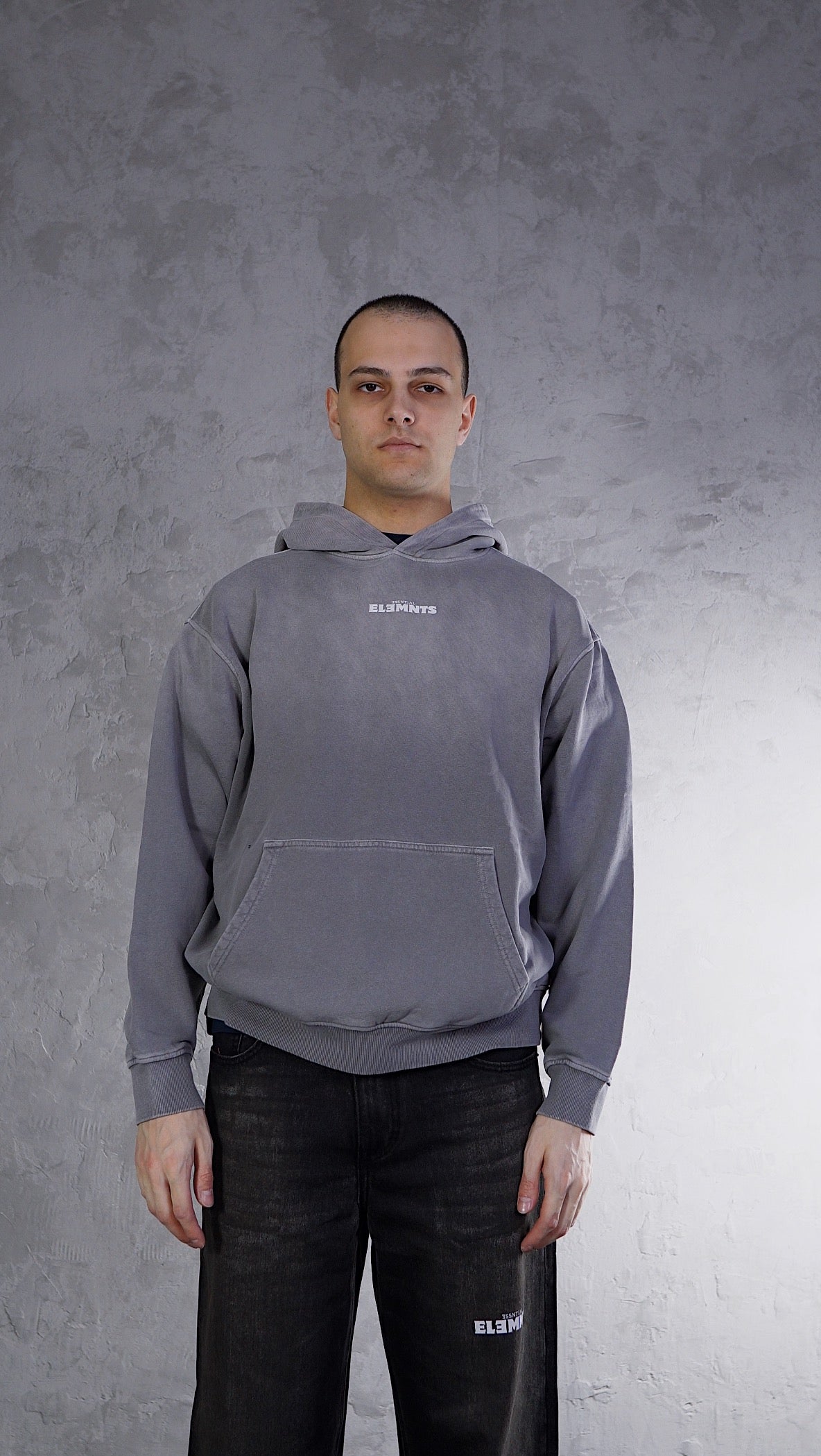 ESSNTIAL ELEMNTS WH Unisex 400G Heavyweight Faded Oversize Hoodie - Essntial Elemnts