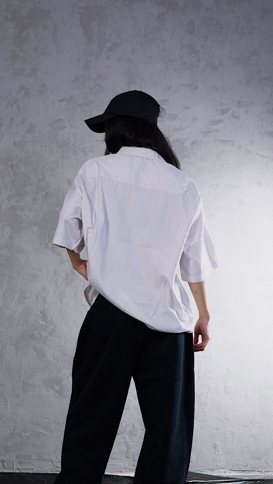 ESSNTIAL ELEMNTS WH Unisex Oversized Vertical Stripe Boxy Shirt - Essntial Elemnts