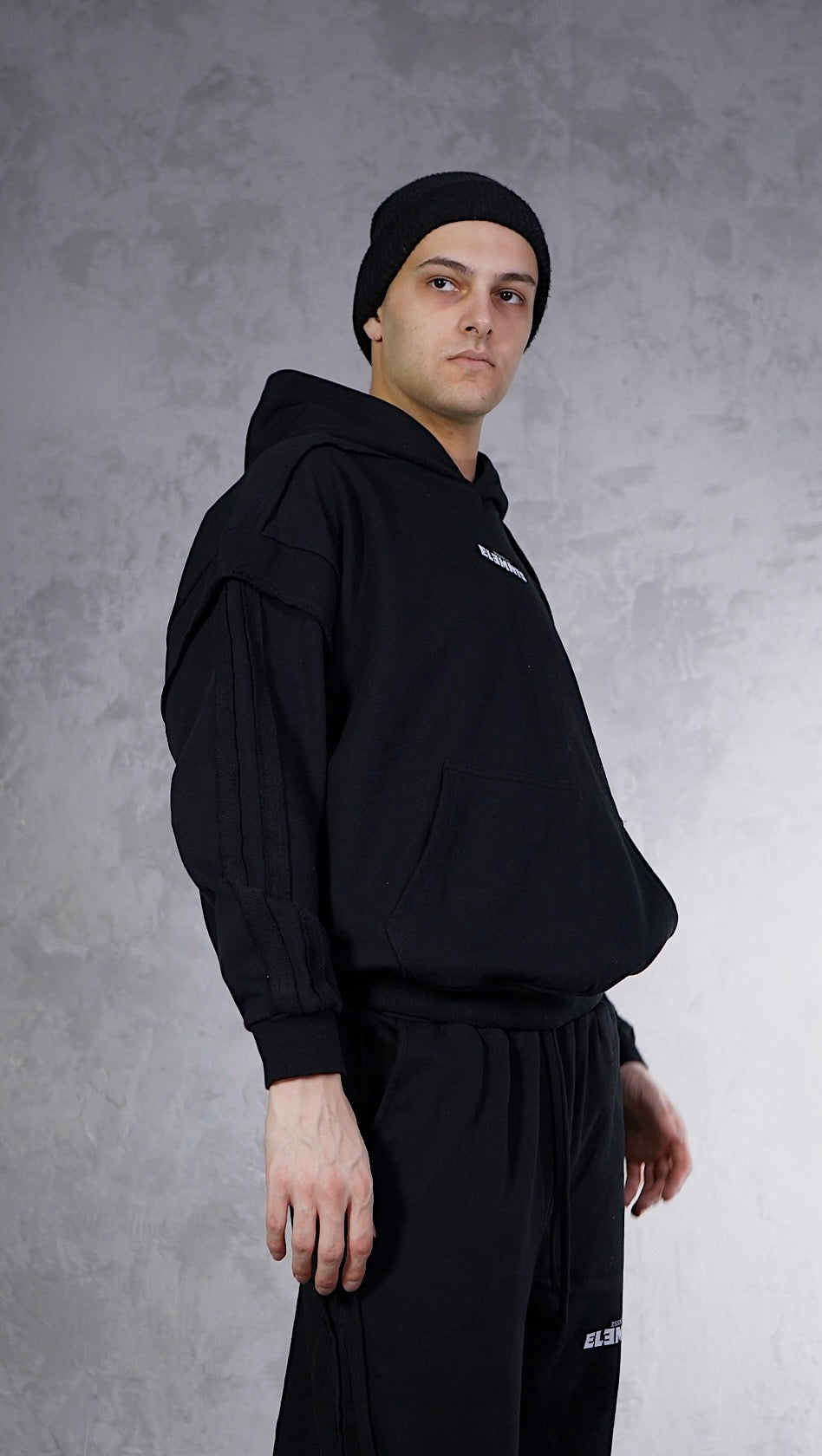 ESSNTIAL ELEMNTS WH Unisex 450G Side Taped Raw Edge Hoodie - Essntial Elemnts
