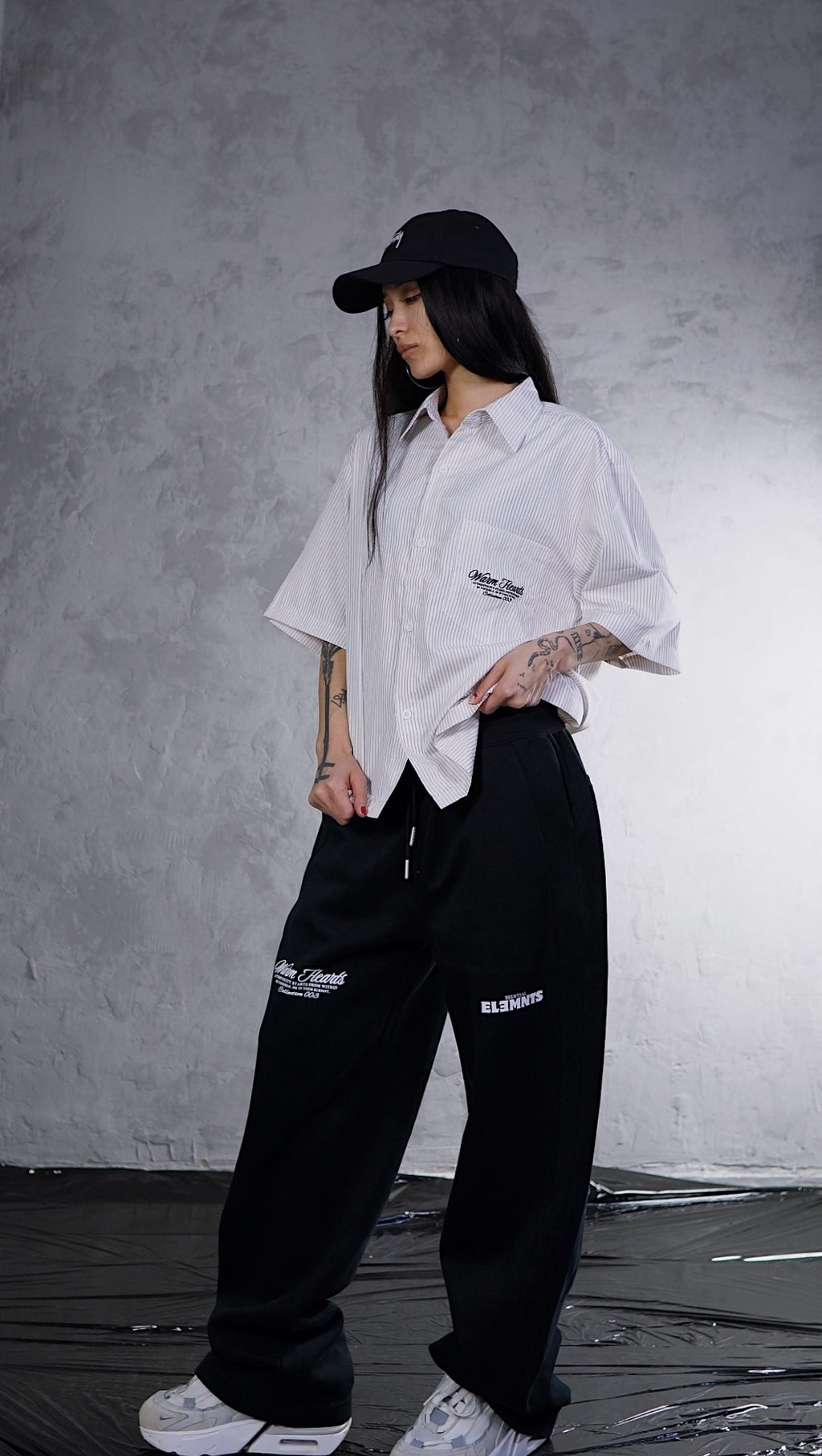 ESSNTIAL ELEMNTS WH Unisex Oversized Vertical Stripe Boxy Shirt - Essntial Elemnts