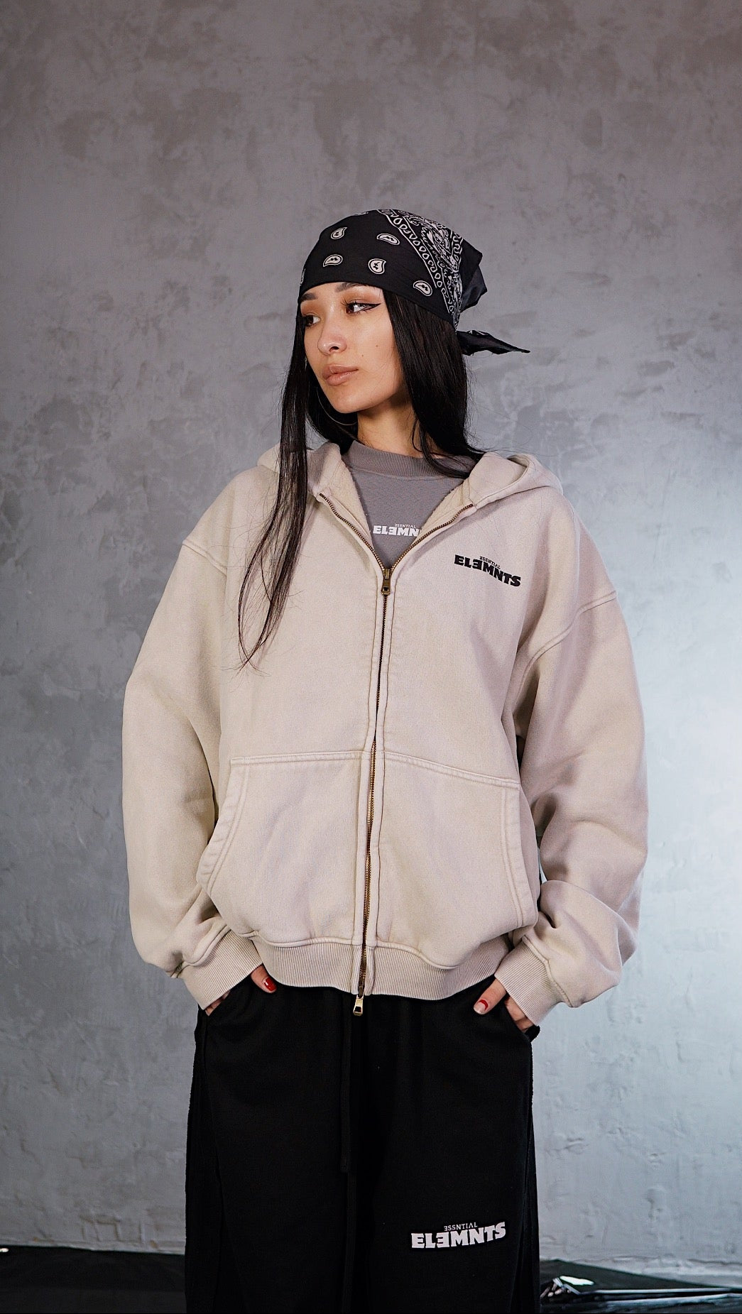 ESSNTIAL ELEMNTS WH Unisex 355G Zip-Through Boxy Fleece Hoodie - Essntial Elemnts