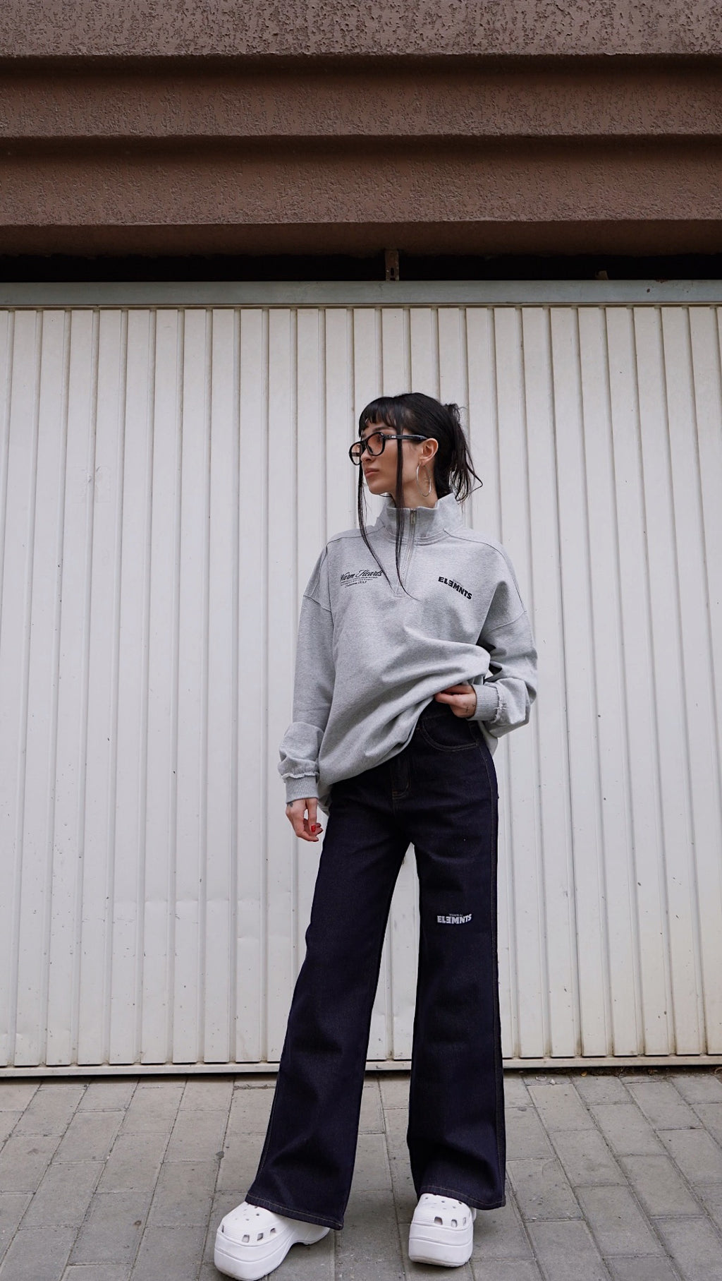 ESSNTIAL ELEMNTS WH 450G Half-Zip Rolled Edge Fleece Sweatshirt - Essntial Elemnts