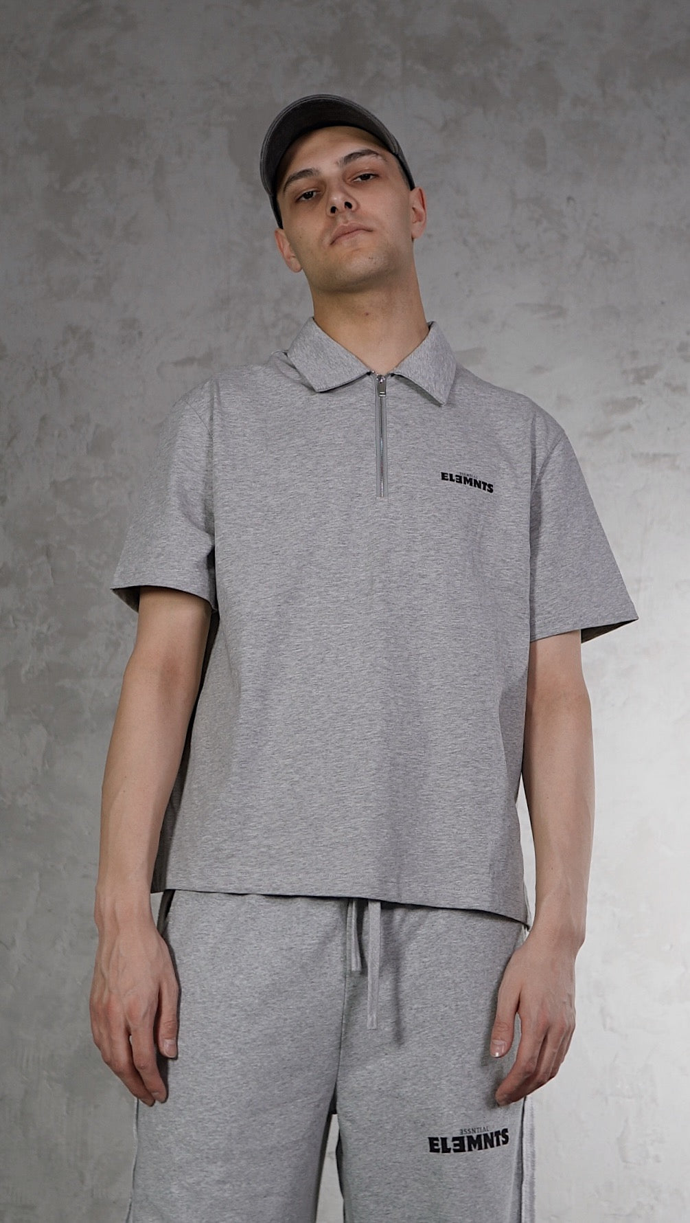 ESSNTIAL ELEMNTS WH 250G Half-Zip Cotton Polo Shirt - Essntial Elemnts