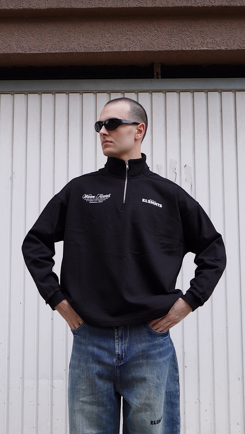 ESSNTIAL ELEMNTS WH 450G Half-Zip Rolled Edge Fleece Sweatshirt - Essntial Elemnts