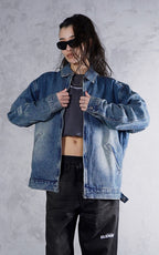 ESSNTIAL ELEMNTS WH Unisex 543G Vintage Wash Zip Up Denim Jacket - Essntial Elemnts