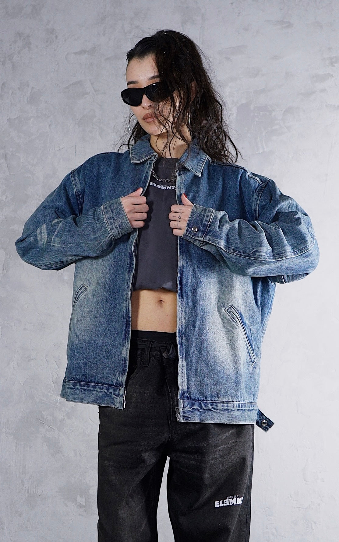 ESSNTIAL ELEMNTS WH Unisex 543G Vintage Wash Zip Up Denim Jacket - Essntial Elemnts