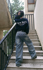 ESSNTIAL ELEMNTS WH Unisex 425G Faded Distressed Crewneck Sweater - Essntial Elemnts