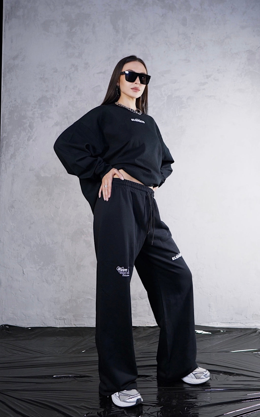 ESSNTIAL ELEMNTS WH 290G Knitted Round Neck Oversize Sweatshirt - Essntial Elemnts