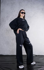 ESSNTIAL ELEMNTS WH 290G Knitted Round Neck Oversize Sweatshirt - Essntial Elemnts