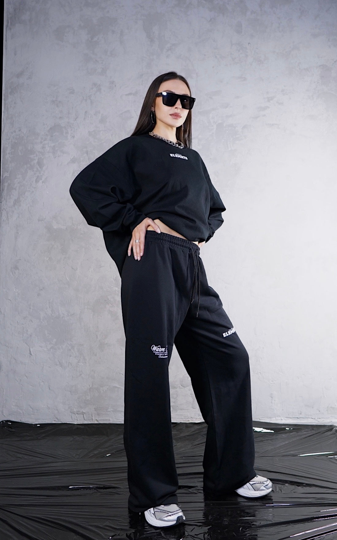 ESSNTIAL ELEMNTS WH 290G Knitted Round Neck Oversize Sweatshirt - Essntial Elemnts