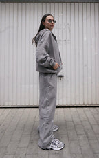 ESSNTIAL ELEMNTS WH Unisex 420G Snow Washed Tape Raw Edge Zip Hoodie - Essntial Elemnts